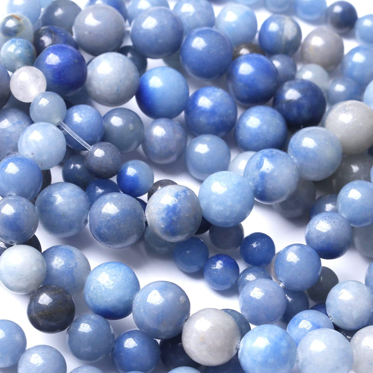 32PCS 12MM Natural Blue Aventurine Beads Round Loose Stone Beads for Jewelry Making DIY Energy Stone Healing Power Bracelet 15"