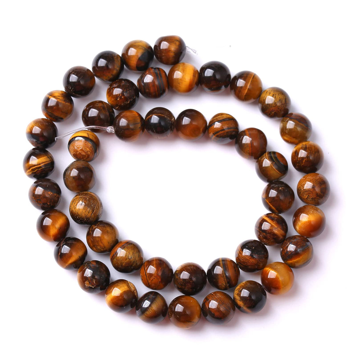 75PCS 10MM Natural Stone Yellow Tiger Eye Stone with Iron Mine Beads for Jewelry Making DIY Bracelet