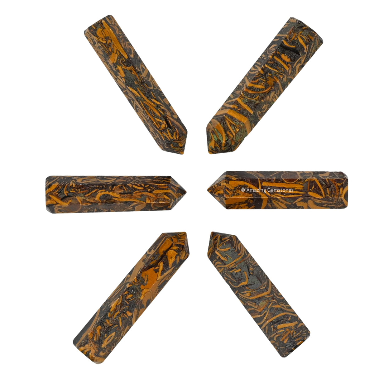 Amazing Gemstone Mariyam Jasper Crystal Points Bulk Healing Crystals and Stones - Pack of 3 Single Terminated Healing Wand Point Bulk Crystals for Crafts, Crystal Grid, DIY Work - Premium Crystals