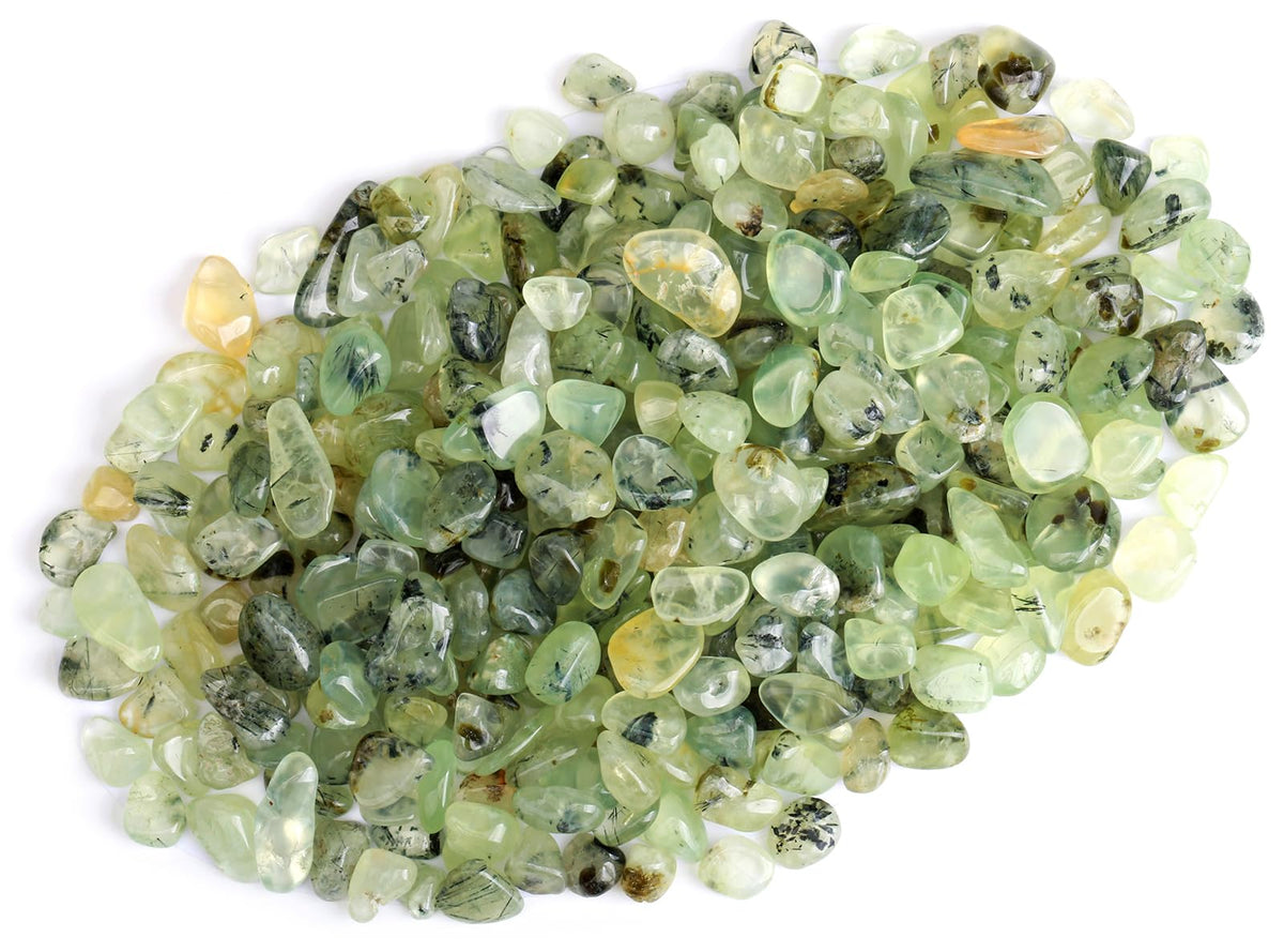ZenQ 1 lb Prehnite Tumbled Stone Chips Crushed Natural Crystal Quartz Pieces
