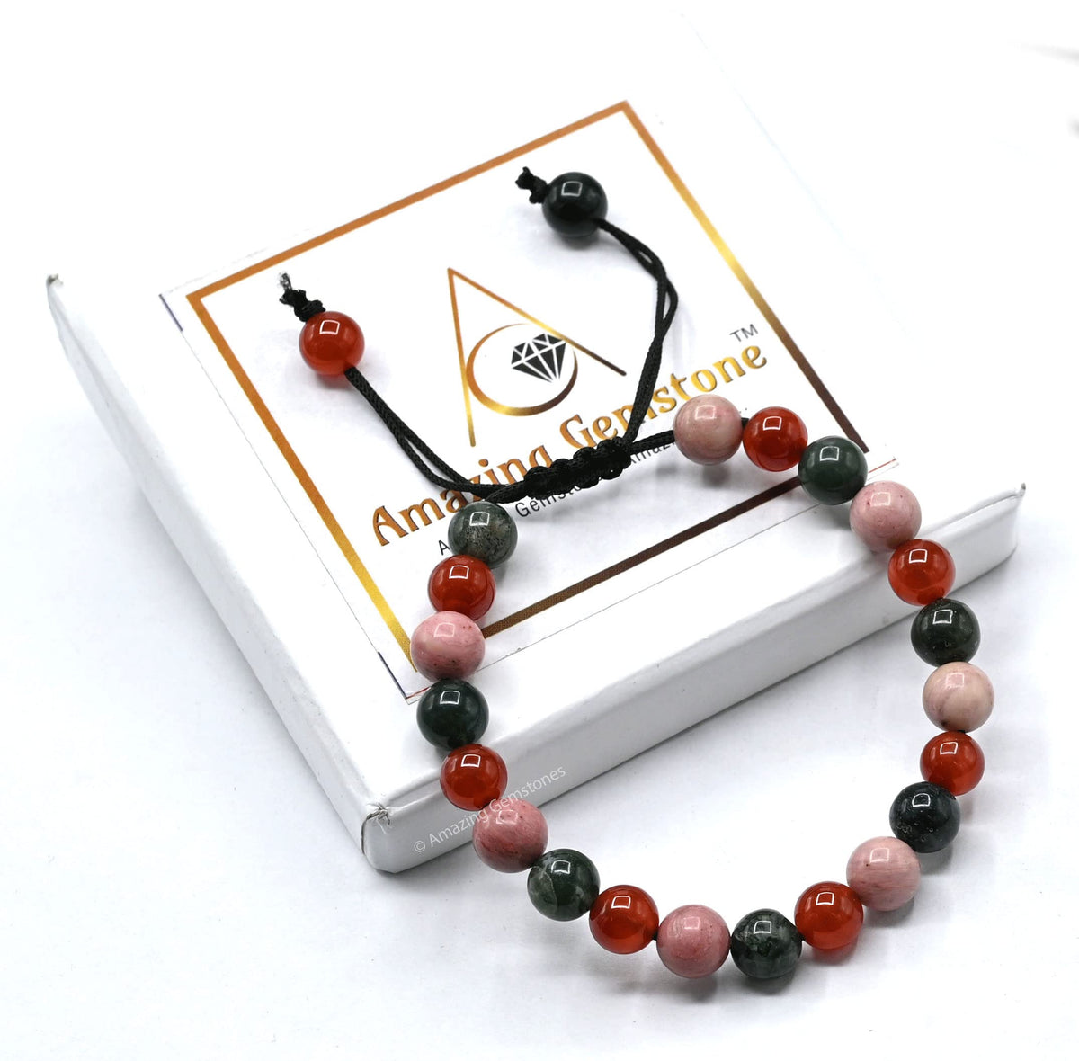 Amazing Gemstone Immunity Manifestation Bracelet - Carnelian Rhodonite Moss Agate Bracelet Set for Men Women Healing Calming Anxiety Stress Relief Gifts Pulseras Para Hombres Mujer Stocking Stuffers