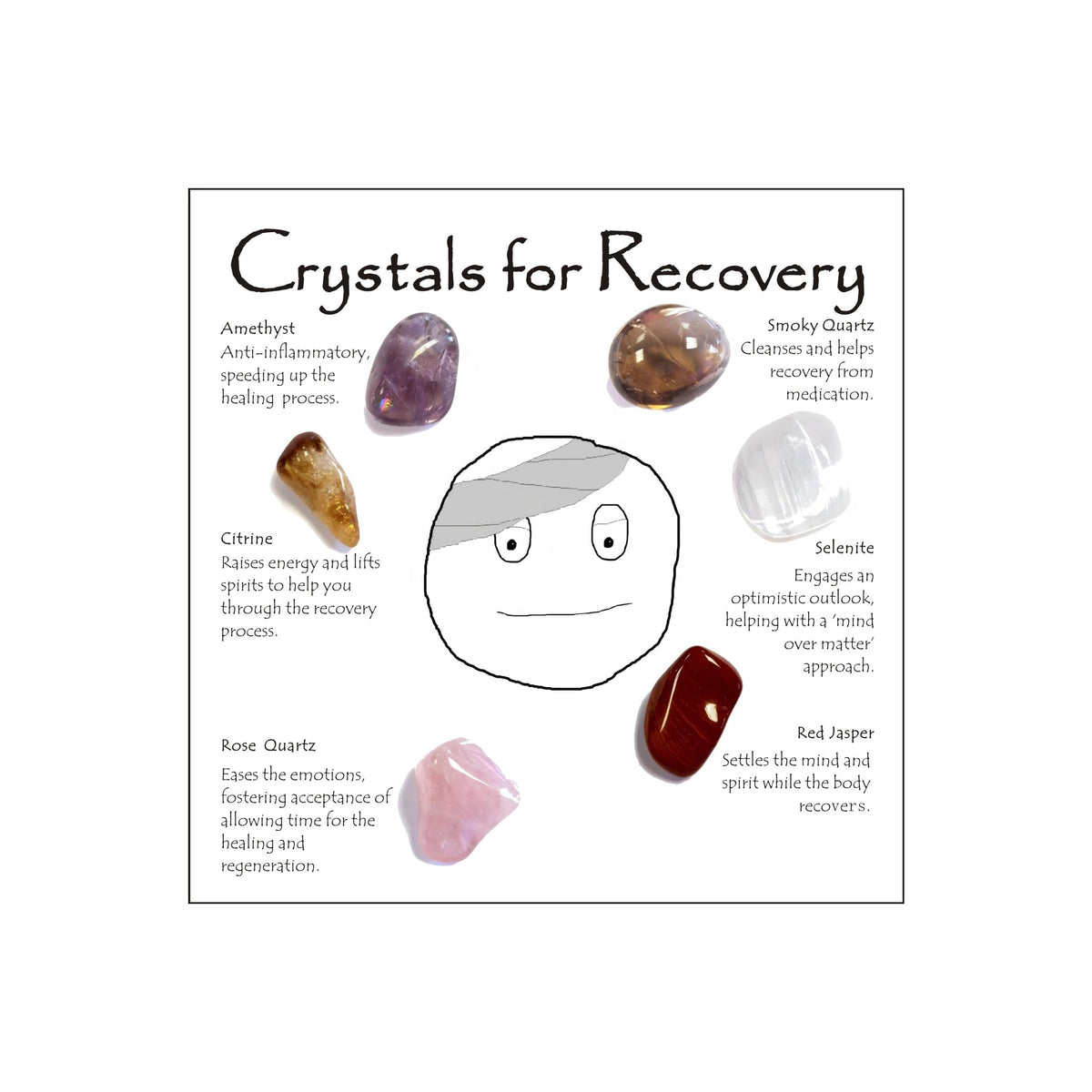 Healing Crystals for Strength and Recovery, Self Care Crystal Set for Positive Energy and Encouragement, Thinking of You Get Well Soon Gifts for Women Men Friends Family