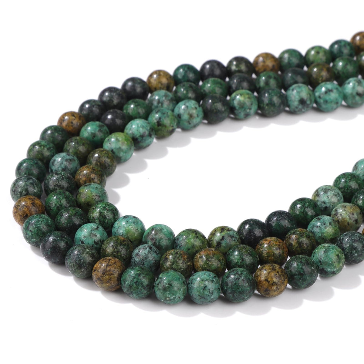 Risyfjew 100PCS 8mm Natural African Turquoise Beads Gemstone Round Loose Beads for Jewelry Making Chakra Crystal Stone Beads for Bracelets Necklace Earrings Making Supplies (100pcs/Strand)