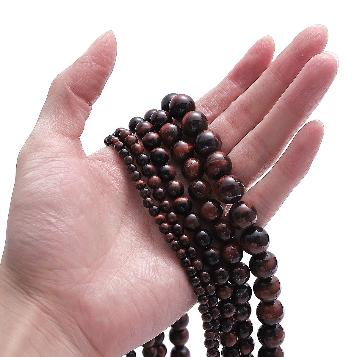 BEADIA Natural Red Tiger Eye Stone Round Loose Semi Gemstone Beads for Jewelry Making 6MM 61PCS