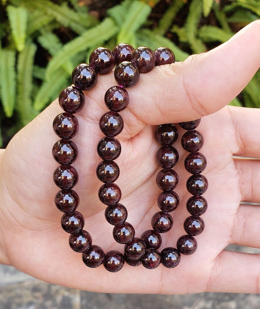 Adabele Real Natural Garnet Gemstone Beaded Bracelet 7 inch Stretch Chakra Healing Crystal Stone Jewelry Women Mom Gift (Unisex) GB8-8