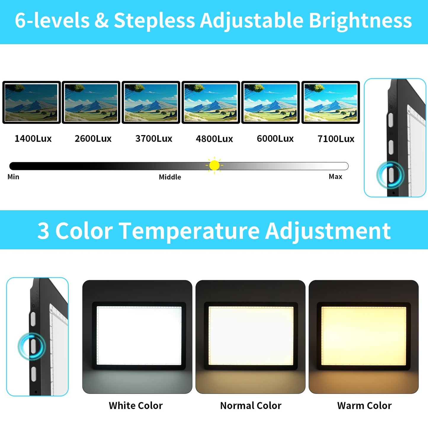 Phylosal Rechargeable A4 Light Pad with Built-in Stand & Bag, Magnetic Tracing Light Box for Drawing, Diamond Art Light Board with Side Button, Super Bright Light Table for Diamond Painting, Sketching
