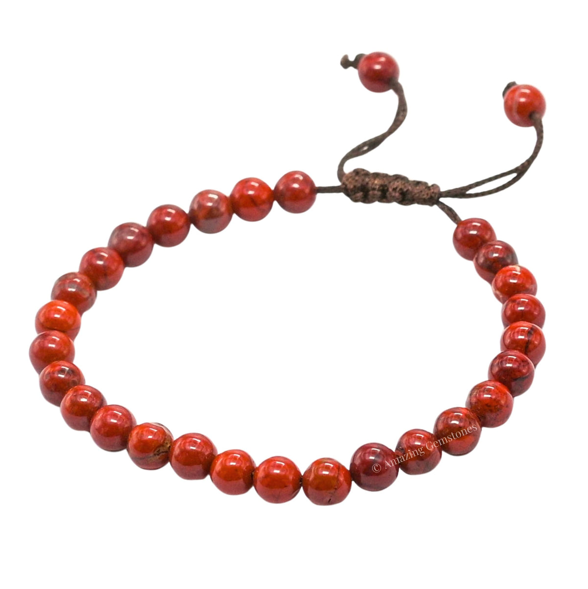 Red Jasper Bracelet for Women Men's Gifts - Protection Healing Crystal Bracelet - 6mm Gemstone Beaded Adjustable Bracelet Pulseras Para Hombres Mujer Stocking Stuffers