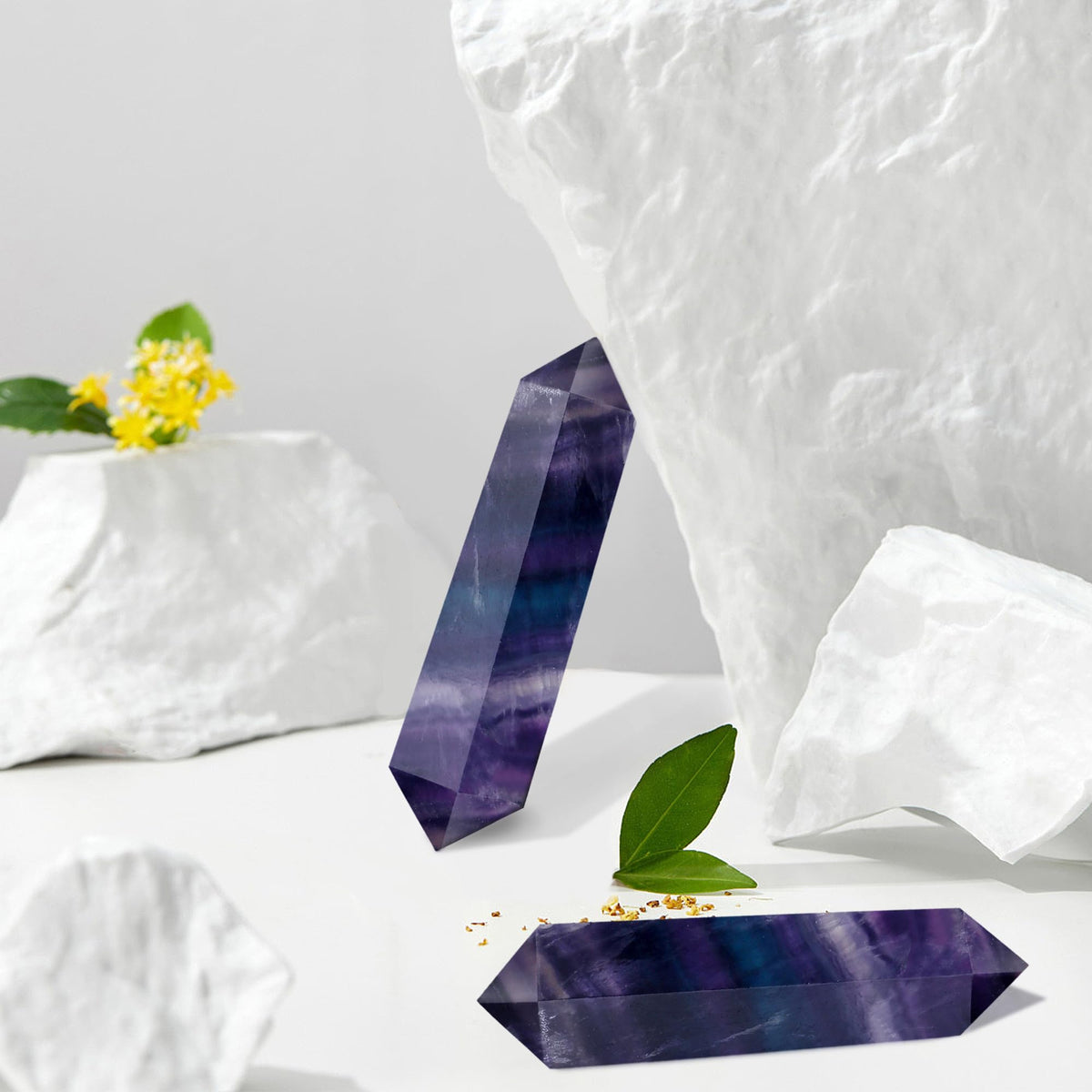 YATOJUZI 3.5" Rainbow Fluorite Healing Crystals Wand Natural Crystals and Healing Stones Large Hexagonal Fluorite Crystal Points for Meditation Divination Reiki Energy Balancing 1PCS