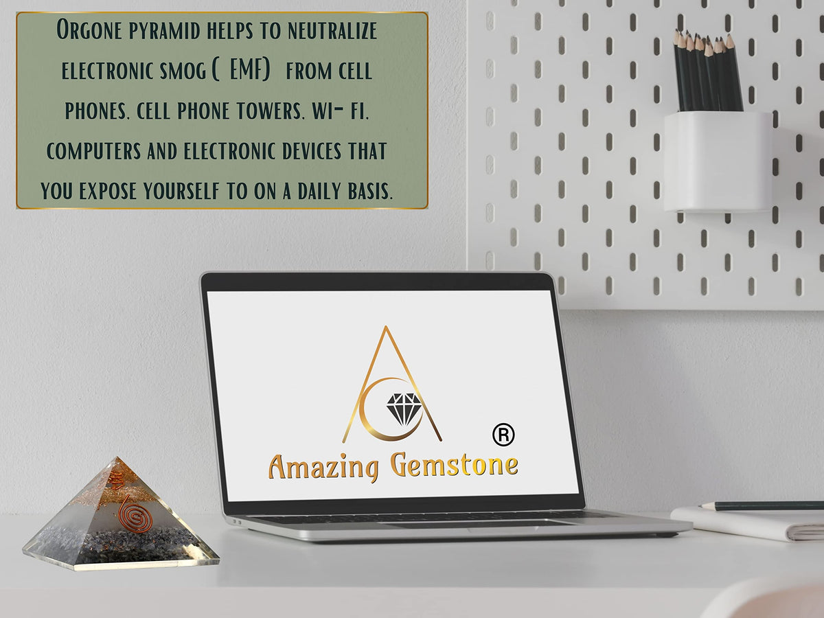 Amazing Gemstone Large Orgone Pyramid | Glow in Dark Iolite Pyramid Crystal | Orgonite Pyramid | Organ Pyramids Positive Energy Healing
