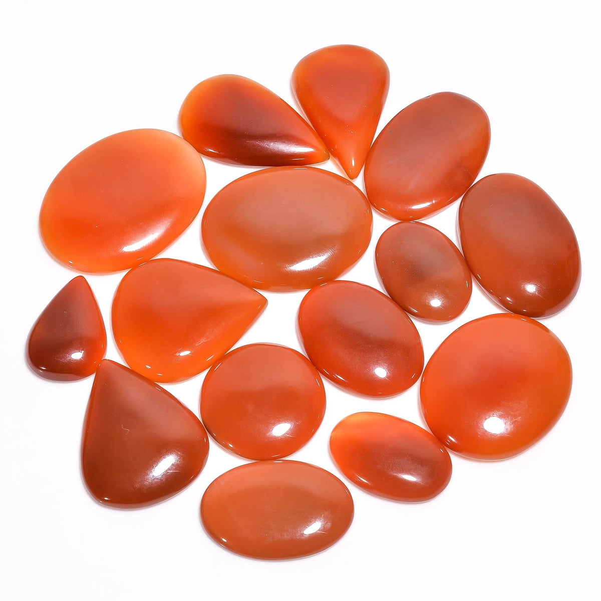 Natural Carnelian Gemstone- Healing Crystals for DIY Jewelry Making -Loose Natural Cabochon -Perfect for Crafting Unique Jewelry Designs (5 pcs, 25-35 mm)