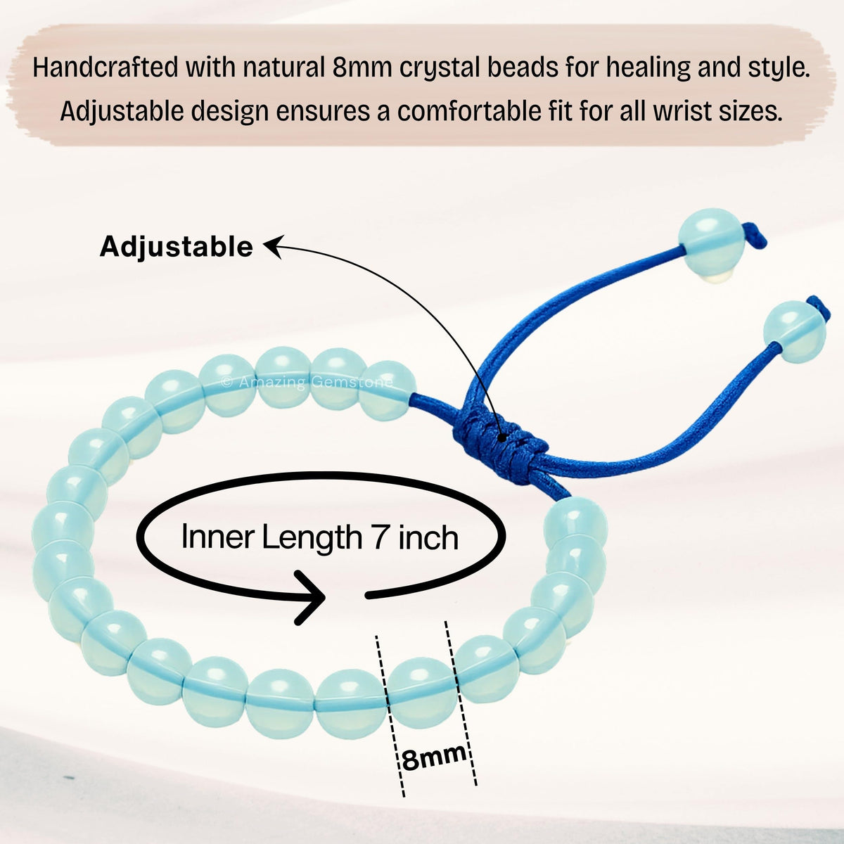 Amazing Gemstone Opalite Bracelet for Women Men's Gifts - Protection Healing Crystal Bracelet - 8mm Gemstones Beaded Adjustable Bracelet Pulseras Para Hombres Mujer Stocking Stuffers