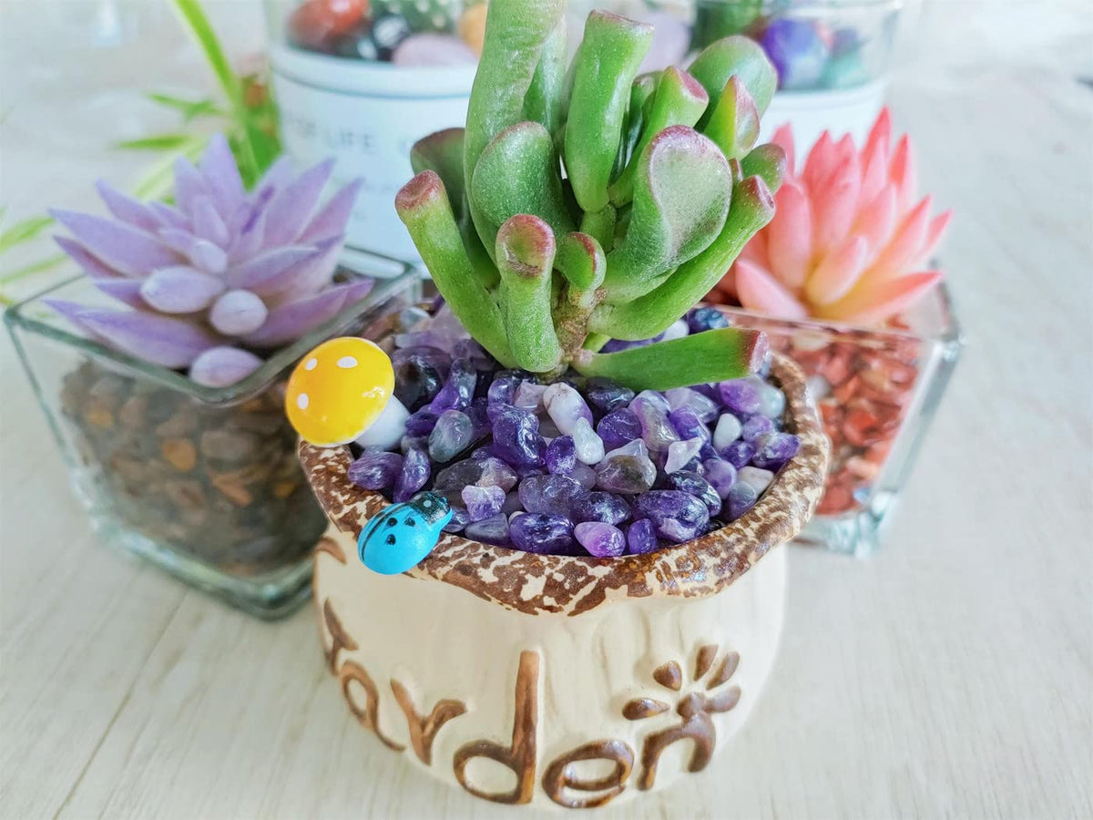 ZHIYUXI Amethyst Crystal Chips Fish Tank Gravel Vase Filler Stones Bulk Crushed Crystals Gemstone Polished Natural Quartz Stone Healing Crystals Glass Stones Fish Rocks