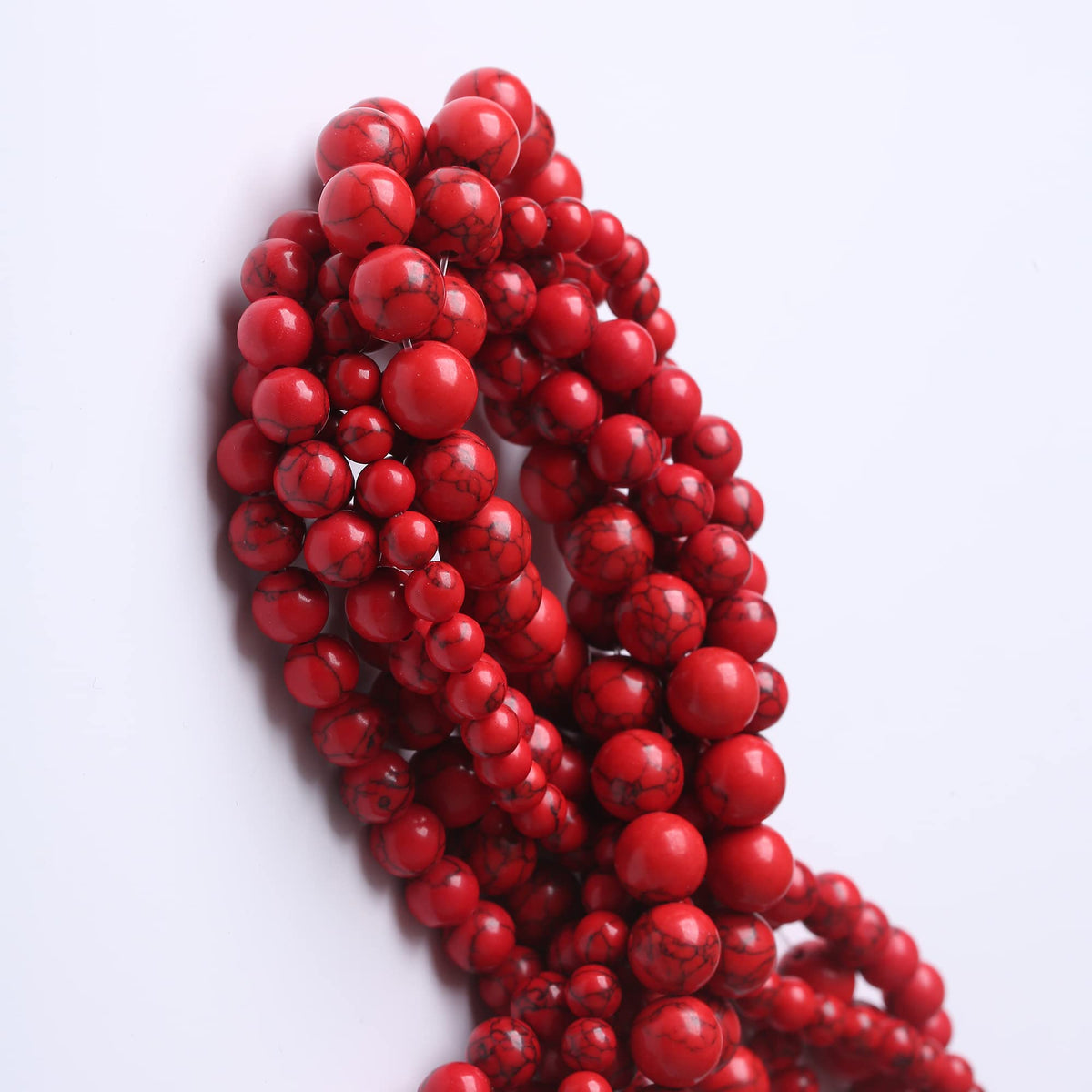 8MM Red Turquoise Round Loose Beads Natural Gem Beads Crystal Energy Stone Beads for Jewelry Making DIY Bracelet Necklace