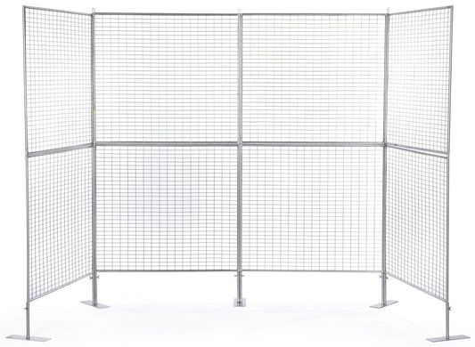 Displays2go Art Display Grids, Floor Standing, Double Sided, Metal Mesh Iron Construction – Silver Finish (AD4PNL)