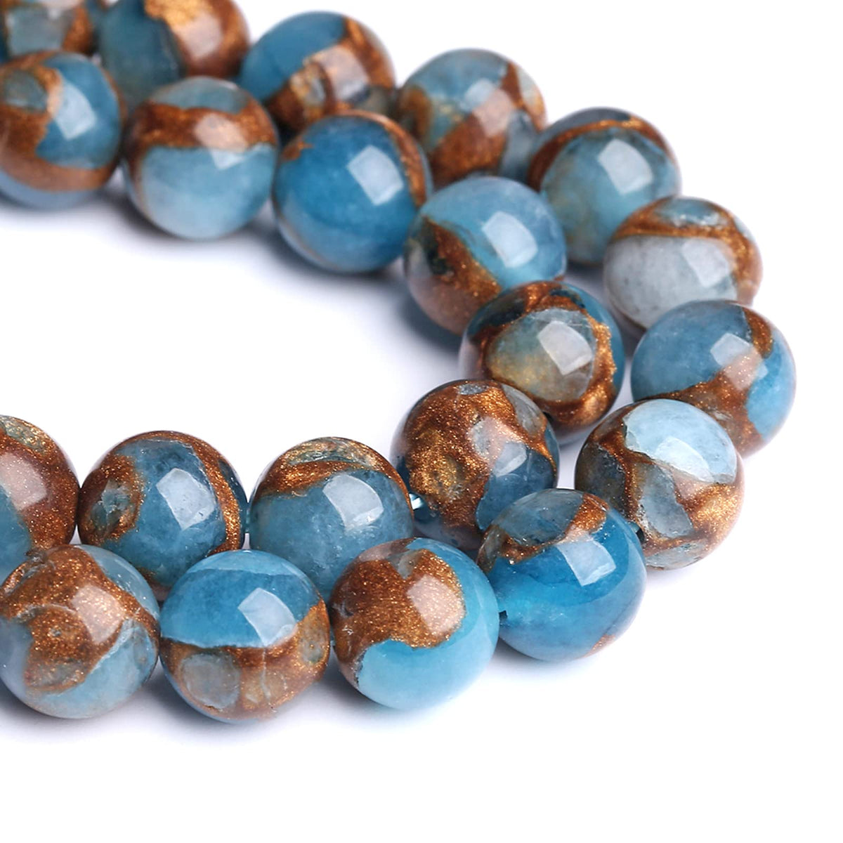 8MM 45PCS Lake Blue Cloisonne Craft Spacer Loose Beads for Jewelry Making DIY Bracelet