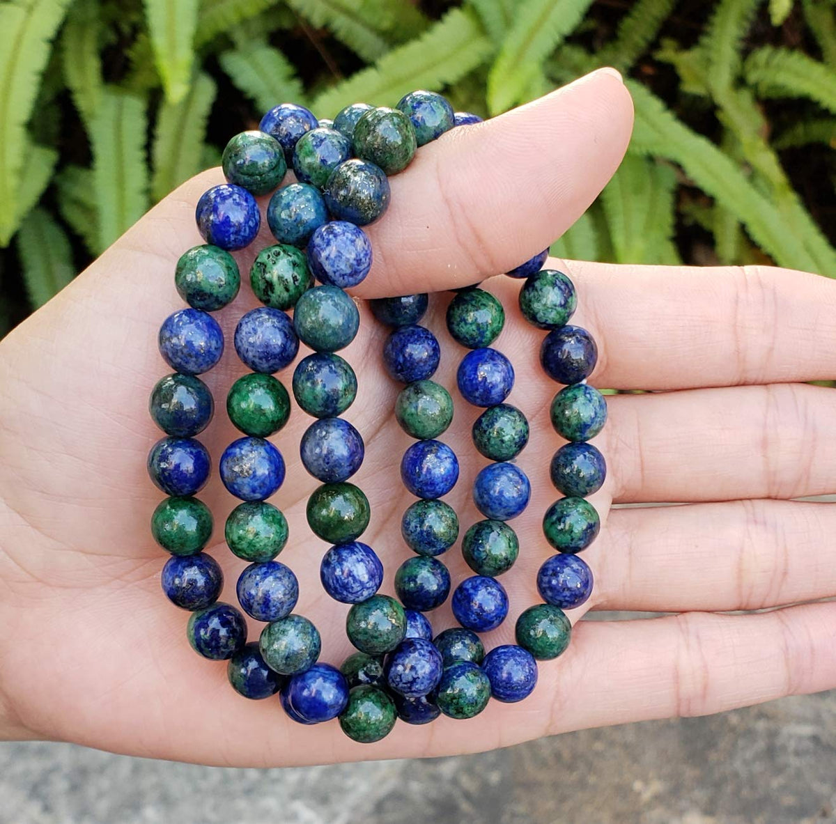 Adabele Real Natural Lapis Chrysocolla Bracelet 7.5 inch Stretch Gemstone Beaded Bracelet Chakra Healing Crystal Stone Jewelry Women Mom Gift (Unisex) GB8-B21