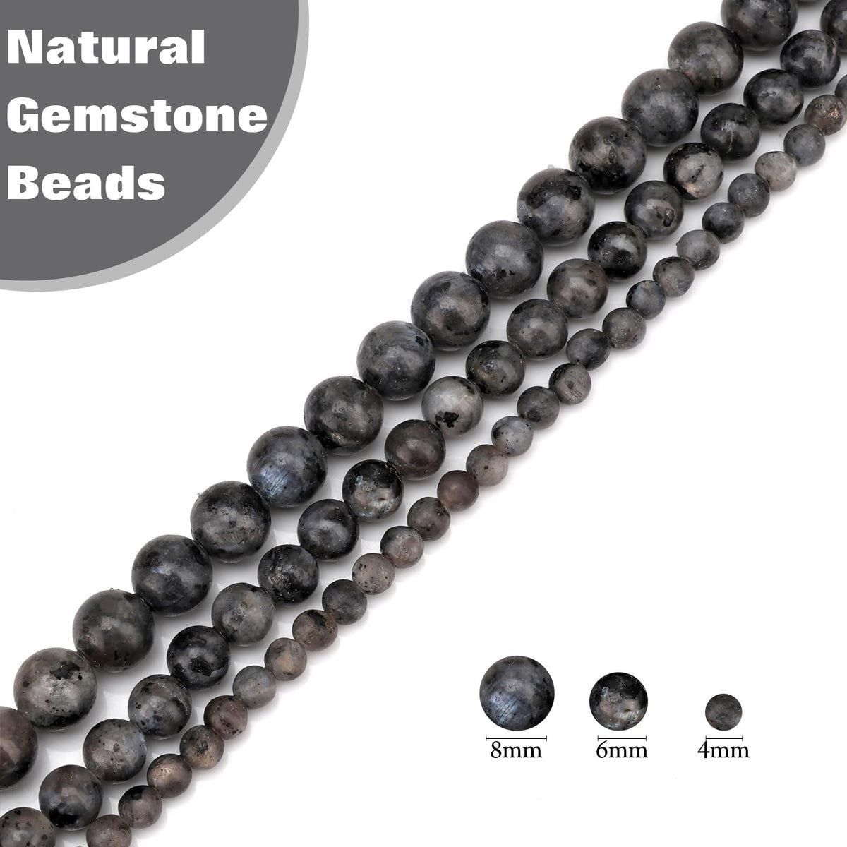 Vinswet 90pcs 4mm Labradorite Natural Stone Beads Round Genuine Real Stone Beading Loose Gemstones DIY Smooth Bead for Bracelet Necklace Earrings Jewelry Making