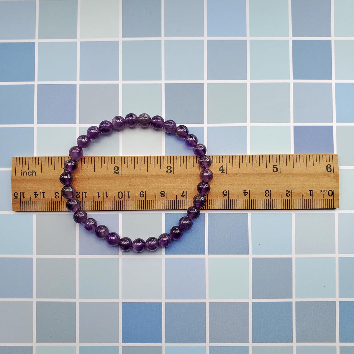 chengmu 6mm Amethyst Stretch Bracelet, Natural Gemstone Round Stone Crystal Beads for Beaded Elastic Bracelet 7.5"