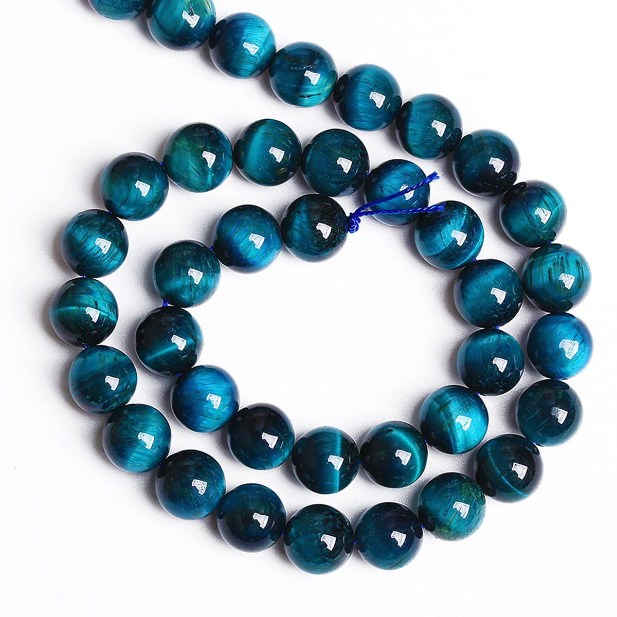 6mm 60PCS Blue Tiger Eye Beads Natural Stone Gemstone Spacer Loose Beads for Jewelry Making DIY Bracelet Semi Precious Beads Strand 15 inches