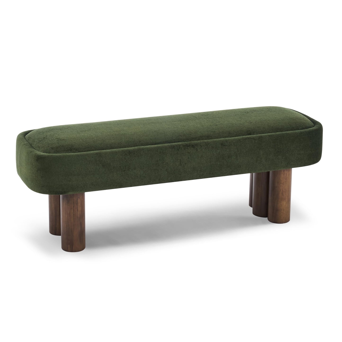 Christopher Knight Home Damas Fabric Upholstered Dining Bench, Wooden Entryway Bench, Long Sofa Footstool for Living Room, Bedroom End of Bed Bench, Olive Green+Walnut