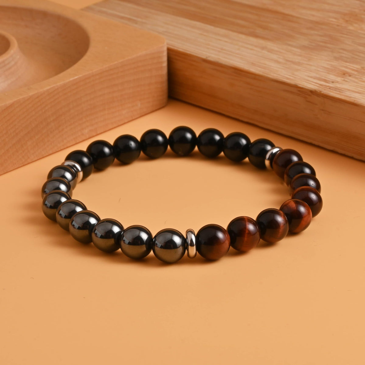 Gracayfr Tiger Eye Black Tourmaline Bracelet Anxiety Relief Healing Crystal Spiritual Natural Stone Beaded Empath Protection Gemstone Stretch Hematite Red