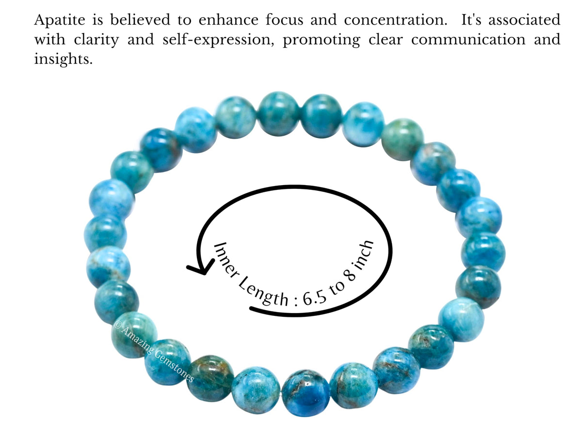 Amazing Gemstone Crystal Bracelet for Women Men's Gifts - Protection Healing Crystal Bracelet - 8mm Gemstone Beaded Stretchable Bracelet Pulseras Para Hombres Mujer Stocking Stuffers Mothers Day Gift (Apatite)
