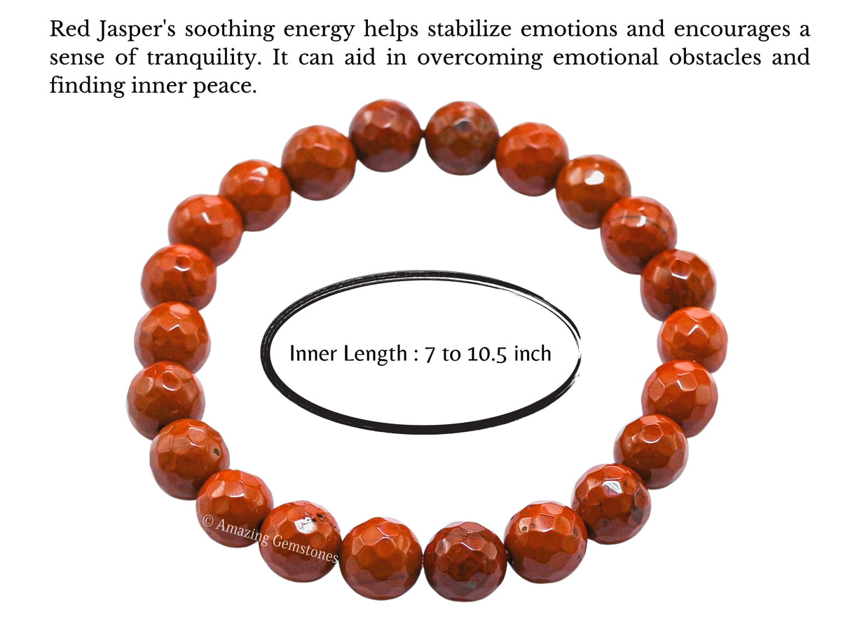 Amazing Gemstone Red Jasper Bracelet for Women - Chakra Mens Bracelet Protection Crystals and Healing Stones - Blessing Bracelet Spiritual Meditation Gift Christmas Stocking Stuffers