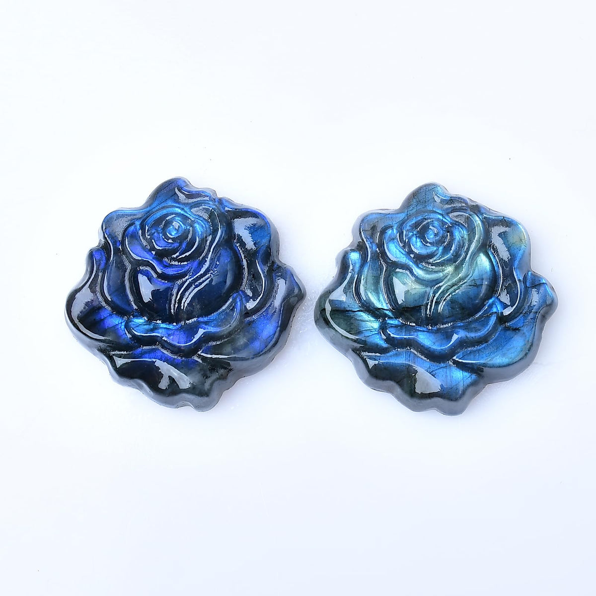 WUYOUSHI Natural Labradorite Crystal Rose Statue 1.37" Carved Healing Crystal Gemstone Carving Stone Valentine's Day Decoration Reiki Energy Meditation Healing Home Ornament DIY