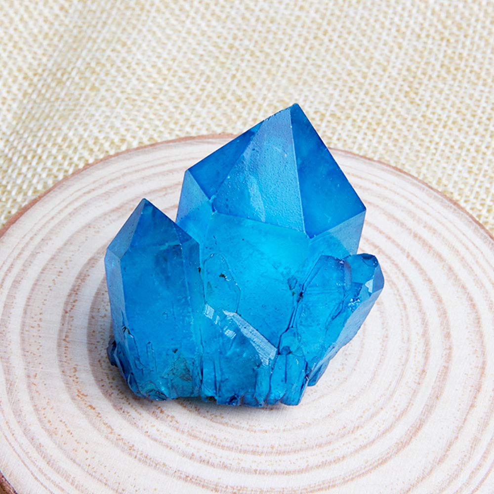 Wixine 1Pcs Blue Color Titanium Natural Quartz Cluster Crystal Gemstone Specimens