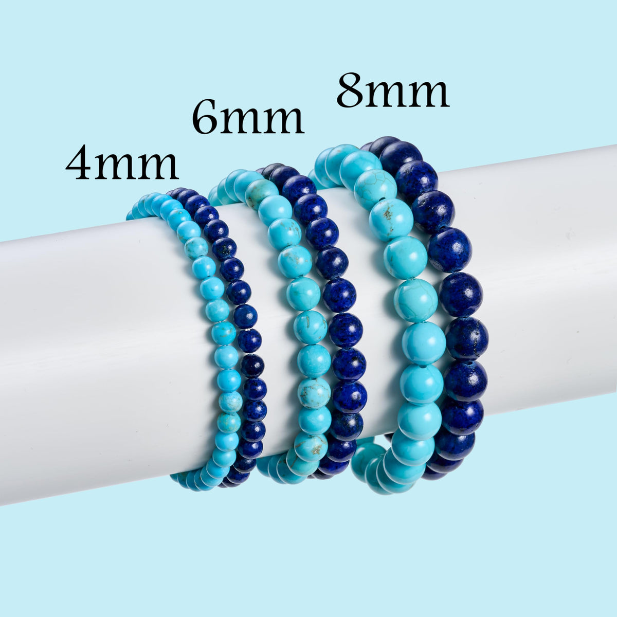 Bivei 2-Piece 8mm Beaded Bracelets for Women – Green Turquoise, Lapis Lazuli – Handmade Natural Crystal Stretch Elastic Jewelry for Meditation, Yoga, Protection Gifts