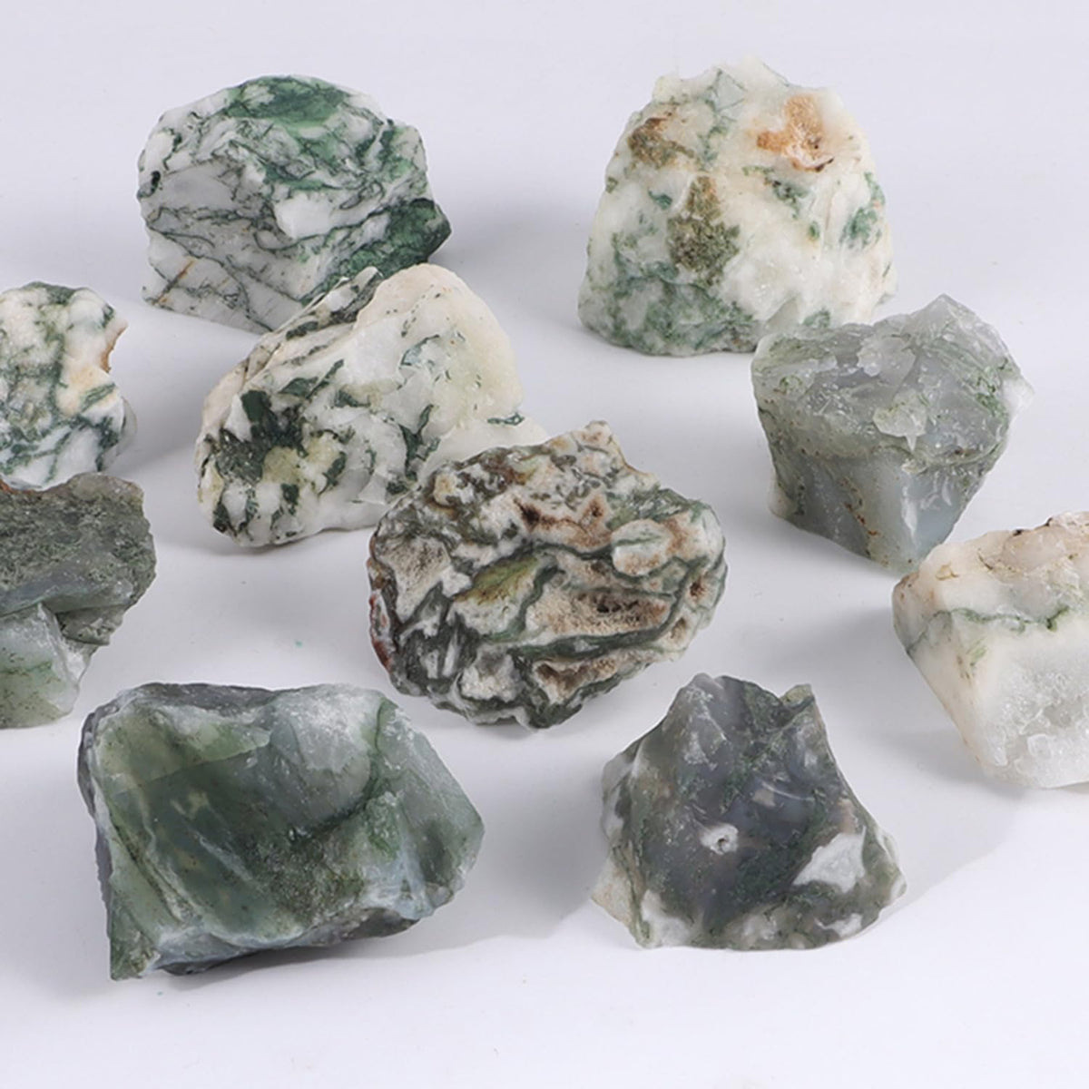 1Lb Moss Agate Rocks Raw Crystals and Healing Stones for Jewelry Making, Healing, Meditation, Sculpture, Lapidary, Polishing, Reiki Crytsal