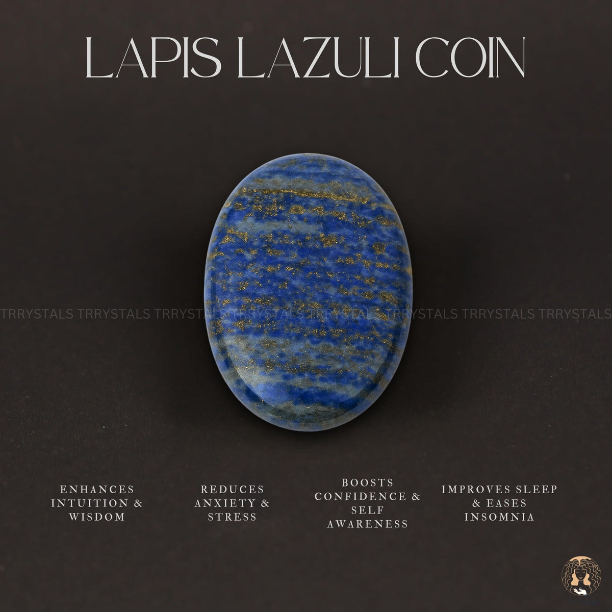 TRRYSTALS Natural Lapis Lazuli Zibu Coin | Gemstone Spiritual Symbol Token for Good Luck | Oval Shaped coin for Positive Energy, Meditation, Home & Office Décor, Thoughtful Gifting