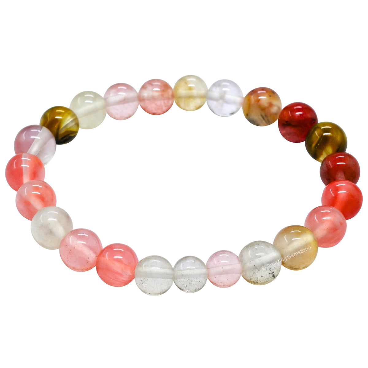 Amazing Gemstone Crystal Bracelet for Women Men's Gifts - Protection Healing Crystal Bracelet - 8mm Gemstone Beaded Stretchable Bracelet Pulseras Para Hombres Mujer Stocking Stuffers Mothers Day Gift (Multi Cherry Quartz)