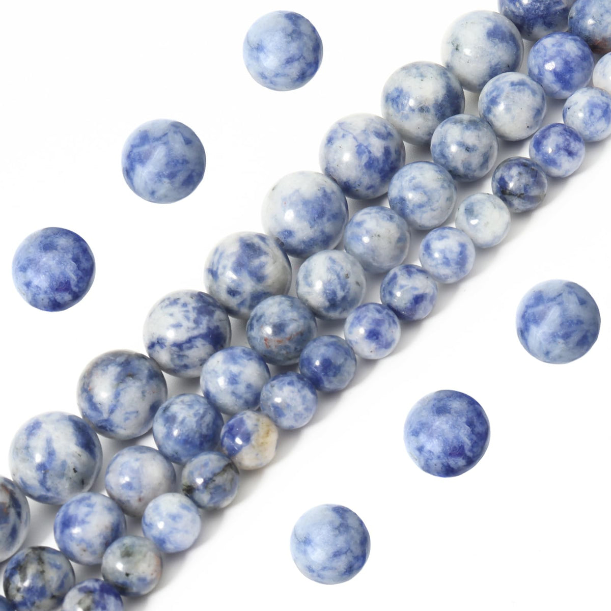 Siomia 60pcs 6mm Natural New Blue Sodalite Gemstone Beads Energy Healing Crystal Round Loose Stone Beads for Jewelry Making, DIY Bracelets Necklaces