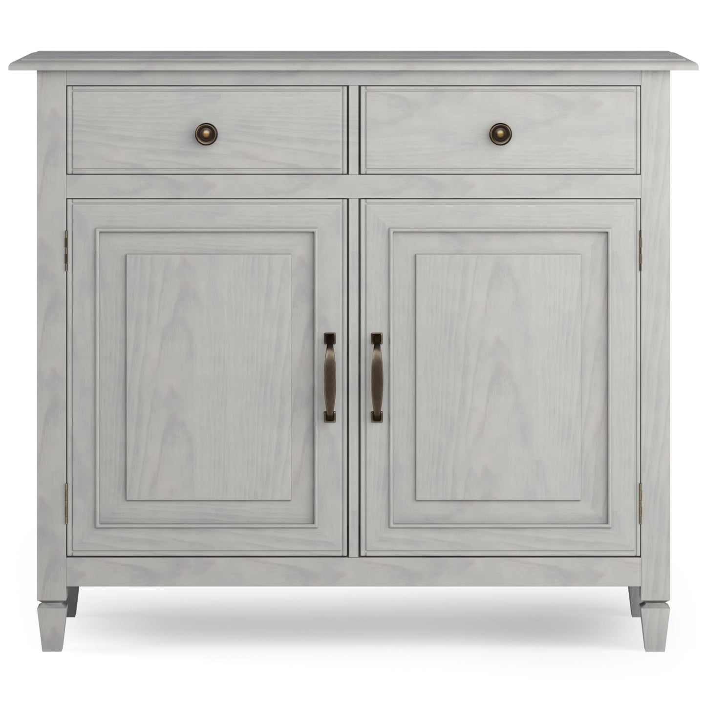 SIMPLIHOME Connaught 40-inch Wide Solid Wood Storage Cabinet in Fog Grey for Entryway, Living Room, Organizer for Hats, Gloves, Shoes, Keys, Slim Design, Traditional Style