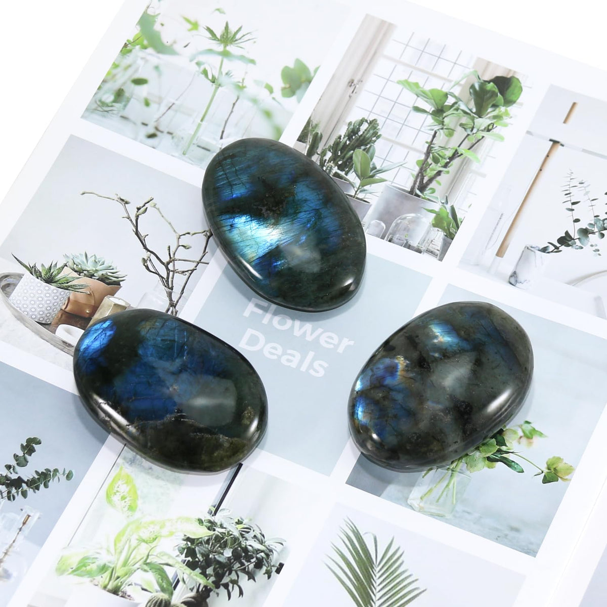 Nvzi Labradorite Crystal Palm Stone, Worry Stones, Crystals and Healing Stones, Polished Rocks, Natural Gemstones, Chakra Stones for Healing Crystals Daily Use