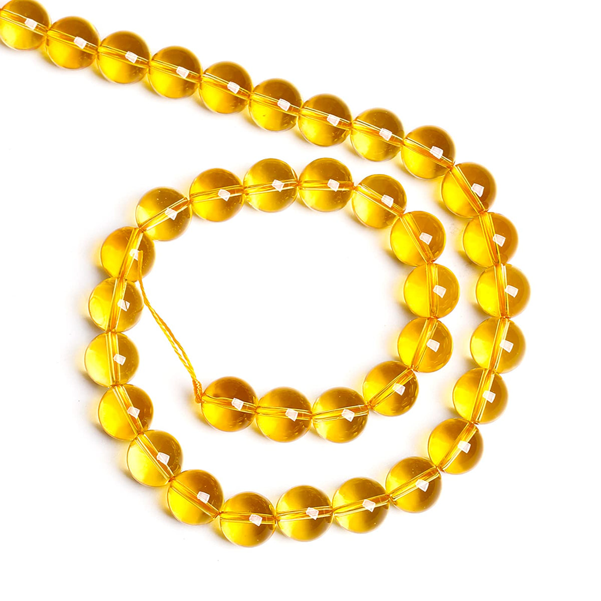 8MM 46PCS Natural Crystal Stone Clean Citrine 3A Grade Loose Beads for Jewelry Making DIY Bracelet