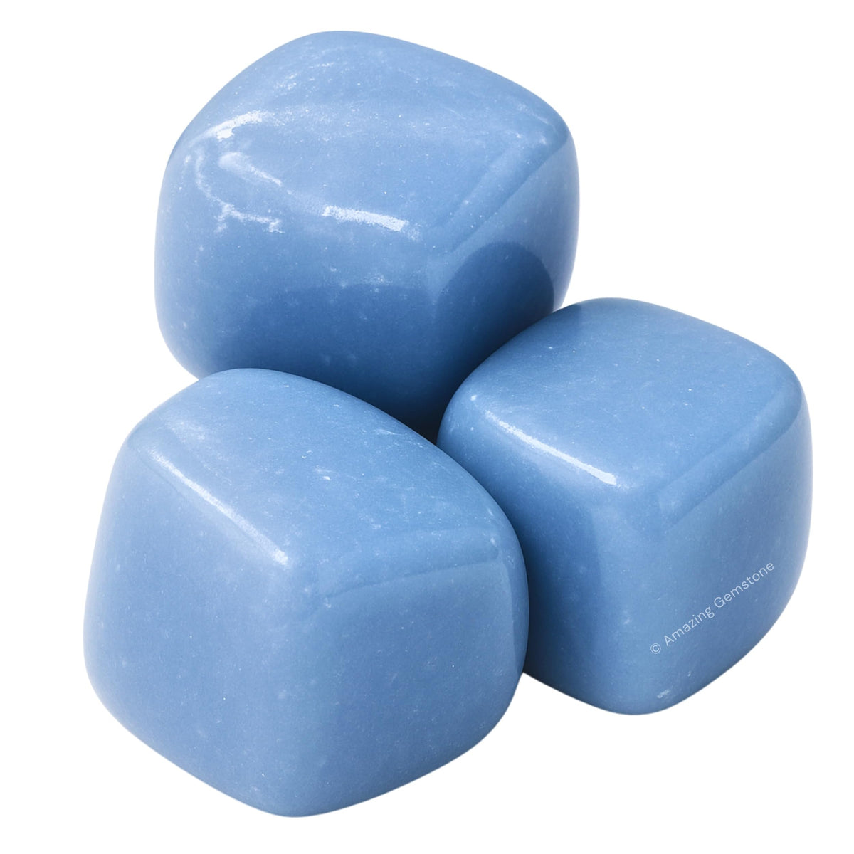 Amazing Gemstone Angelite Crystals and Healing Stones Tumbled - 1 oz, Natural Healing Stones for Energy Balance, Stress Relief - Premium Polished Gems Rocks for Meditation & Wellness