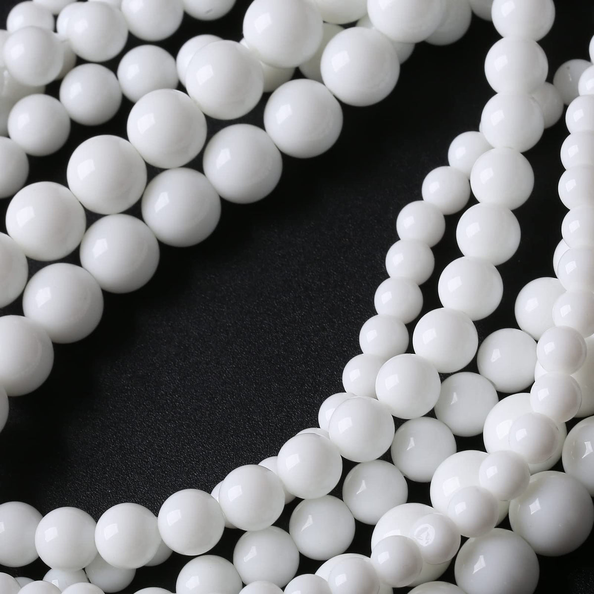 45PCS 8MM Natural White Agate Stone Beads Round Shape Suitable for Jewelry DIY Bracelet 15 Inches