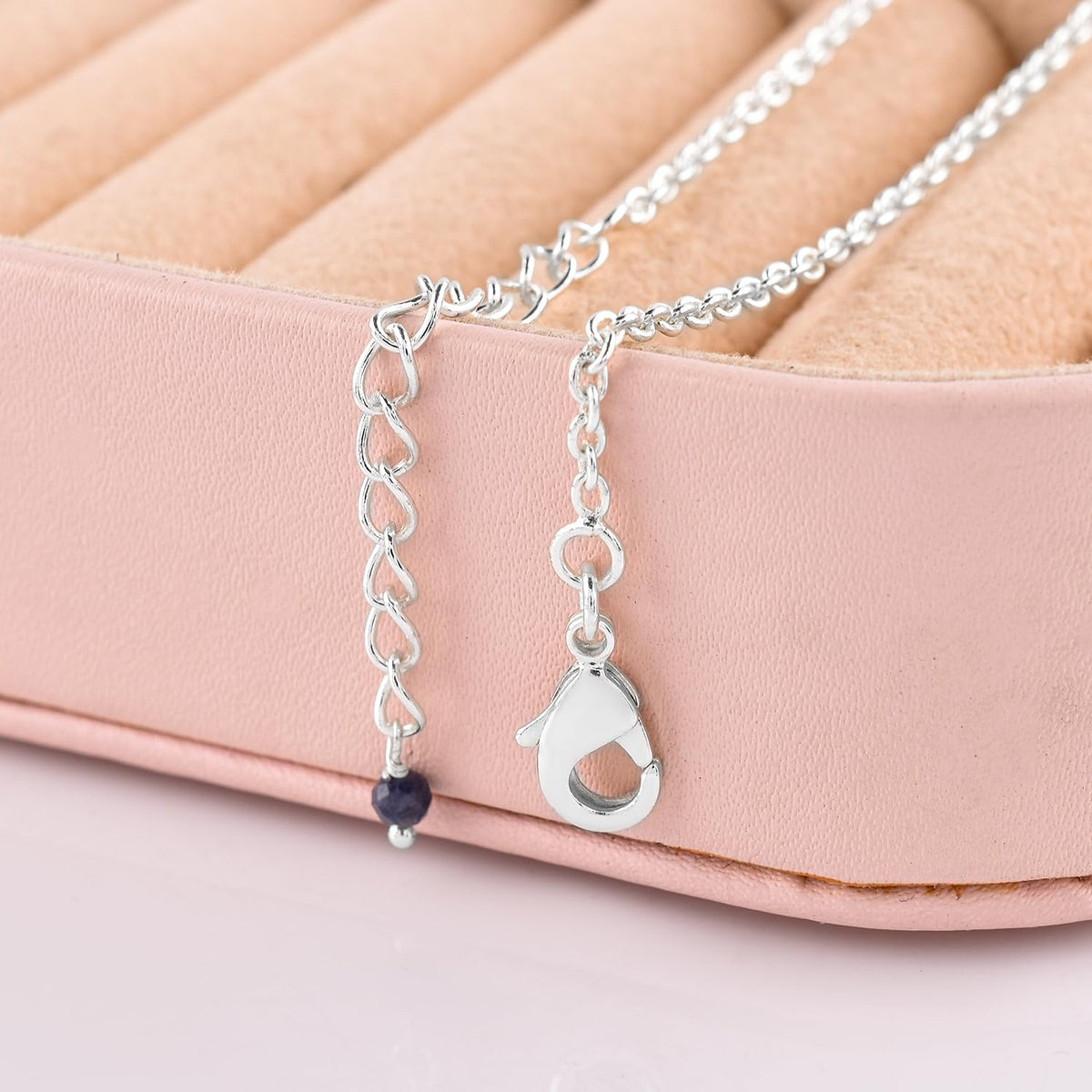 YANARA Sapphire Ankle Bracelets for Women, Natural September Birthstone, Blue Stone Beads, Handmade Dainty Anklets For Women 9"+1.25" inch Silver Plated Chain, Chakra Healing Crystals, Minimalist Gift Jewelry For Her