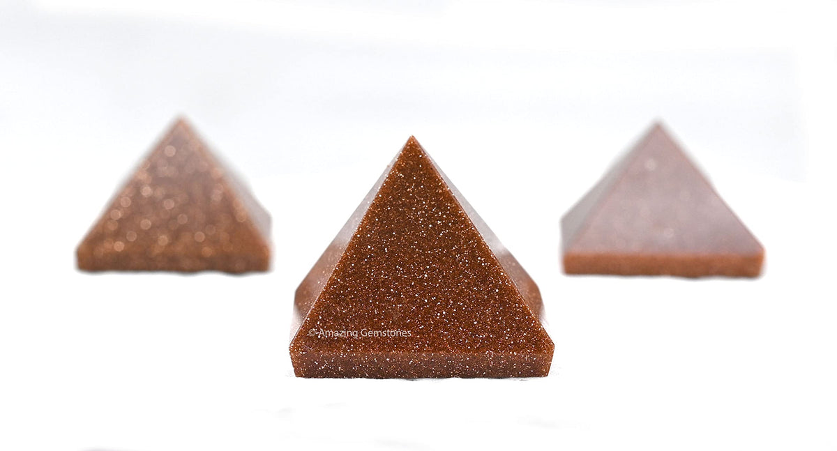 Amazing Gemstone Red Goldstone Pyramid Crystal Healing Stones - 1" Great Pyramid Figurine of Natural Stone Pyramid for Meditation, Reiki, Chakra Balancing and Crystal Pyramids Grid