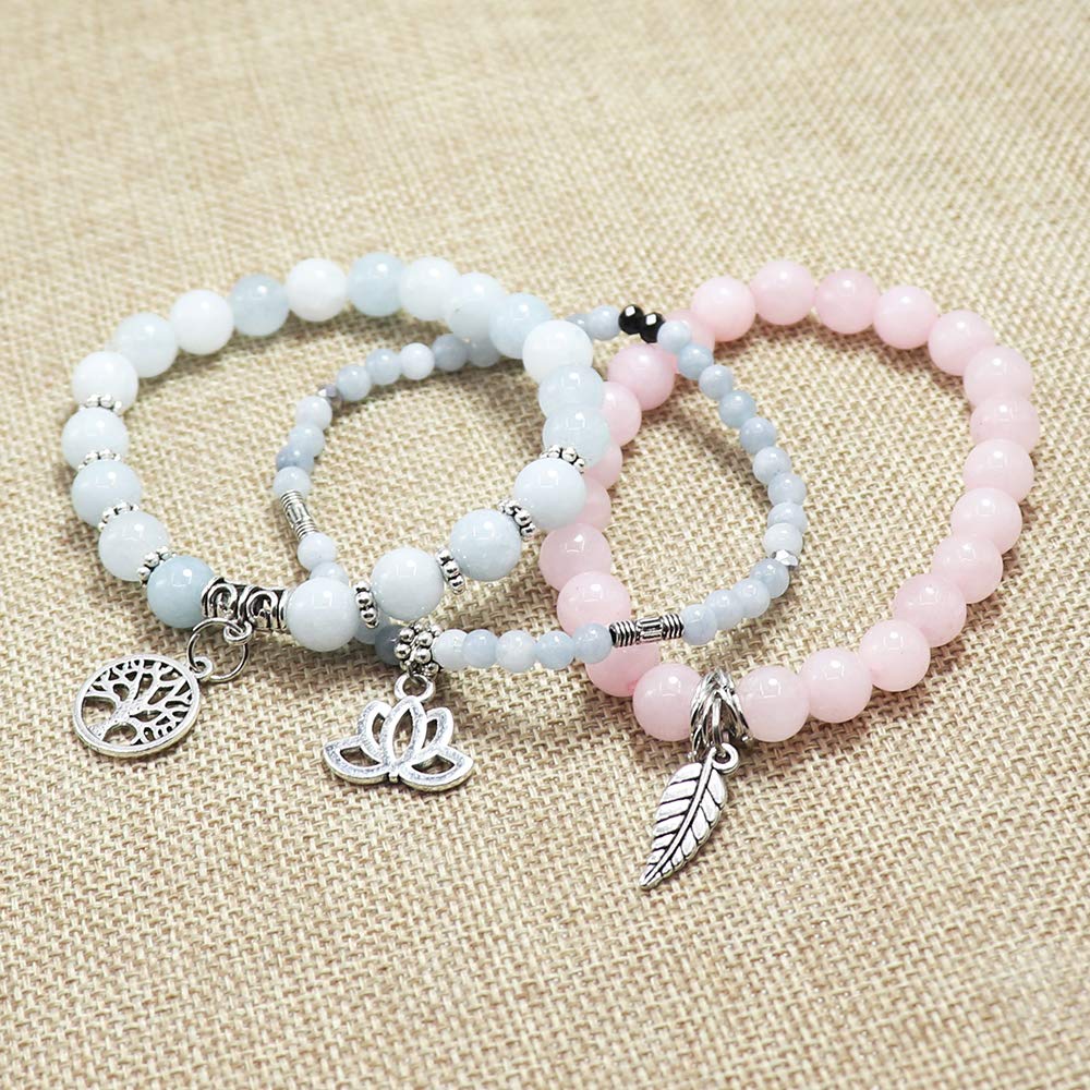 UEUC Tree of Life Yoga Healing Stone Bracelets,Multilayer Lotus Chakra Stone Reiki Bracelet Sets,Anxiety Crystal Natural Stone,for Women Stress Relief