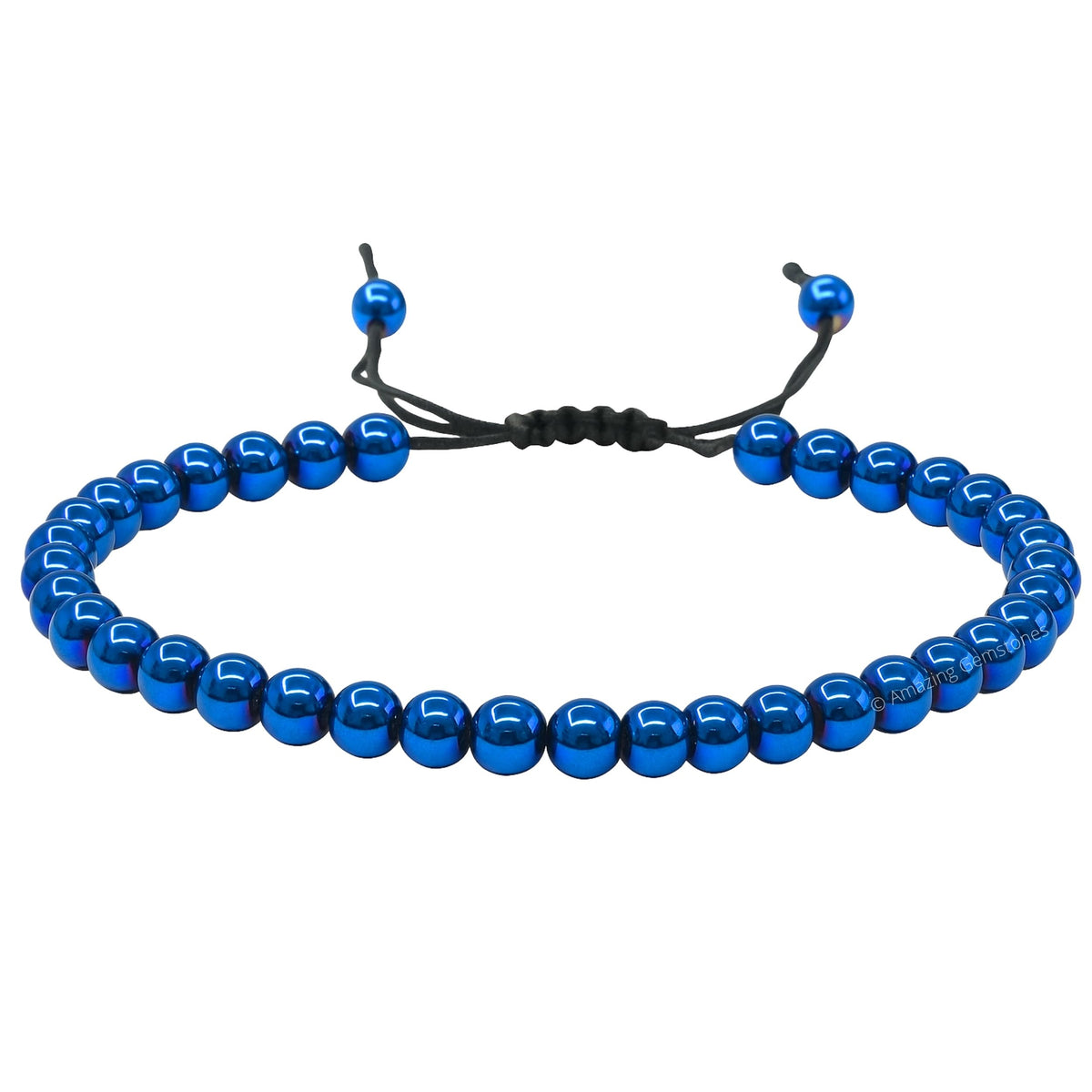 Amazing Gemstone Blue Hematite Anklet Ankle Bracelets for Women - Waterproof Beaded Healing Crystal Anklets, Plus Size Chakra Gemstone Bead Anklet (Stretchy Adjustable - Plain)