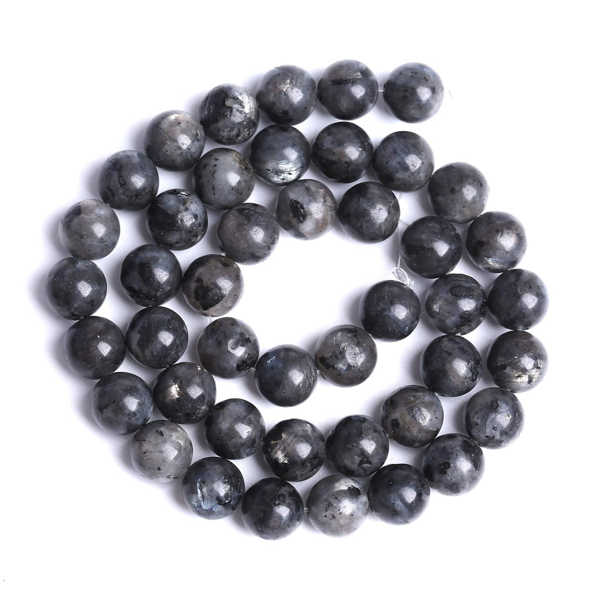 Natural Black Labradorite Stone Beads Round Larvikite Beads for Jewelry Making DIY Bracelet 8mm 45pcs 15" Strand Wholesale (Black Larvikite Labradorite Beads, 8mm)