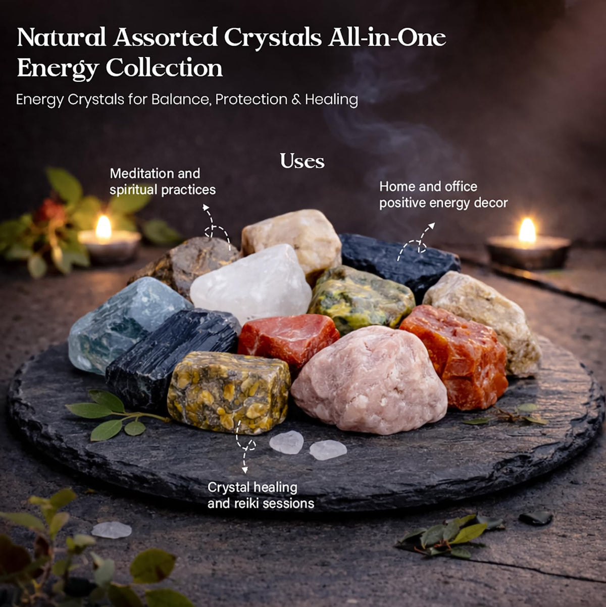 Crocon 1LB Exclusive Assorted Rough Bulk Natural Stone Raw Gemstone Tumbling Cabbing Polishing Gem Mining Chakra Balancing Reiki Healing Good Luck Gift Home Office Decor