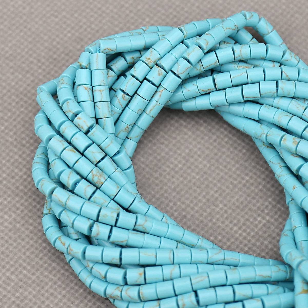 Natural Blue Turquoise Spacer Beads, Loose Semi Precious Flat Round Gemstone Heishi Disc Stone Beads for Beading Jewelry Making 4mm*4mm 38cm