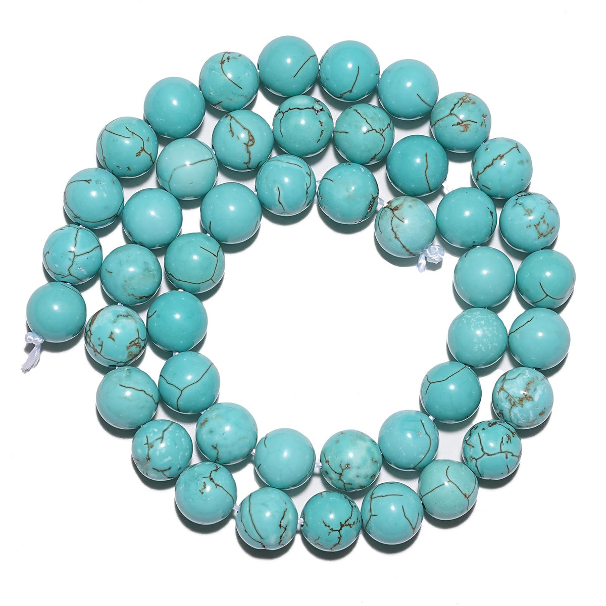 8mm Natural Blue Turquoise Gemstone Beads Polished Round Smooth Stone Beads for Bracelets Jewelry Making 15inch Loose Beads