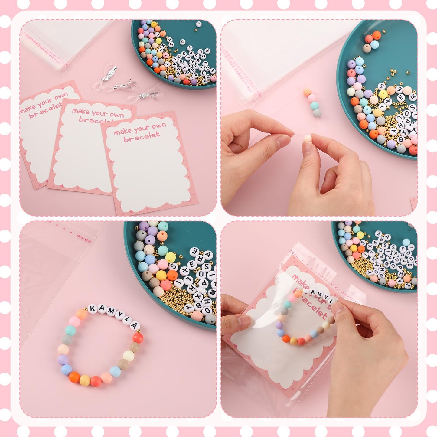 Ferreve Make Your Own Bracelet Gift DIY Making Kit Valentine's Day Pastel Beads Welcome First Day Bracelet with Wrapped and Card Personalised Jewelry Making Kit