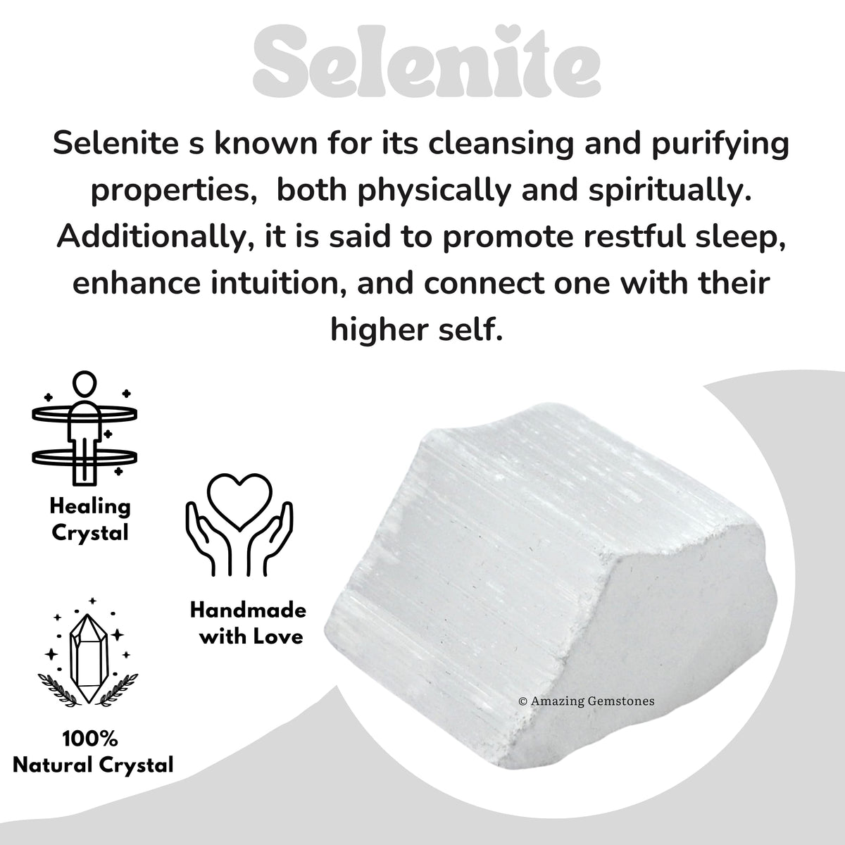 Amazing Gemstone Selenite Crystal Raw Stones for Healing - 1 lb Bulk Selenite Sticks Healing Crystals for Protection, Crystal Grid, Energy Piedra Selenita Original Gift