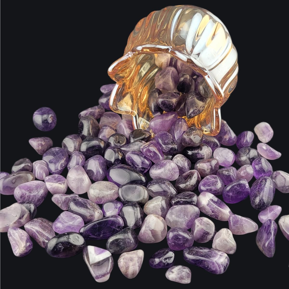 1,000 Carats Amethyst Handpicked Tumbled Stones Crystals Chips Bulk Pocket Stones for Healing, Reiki, Meditation, Witchcraft and Home Decorations (Amethyst)